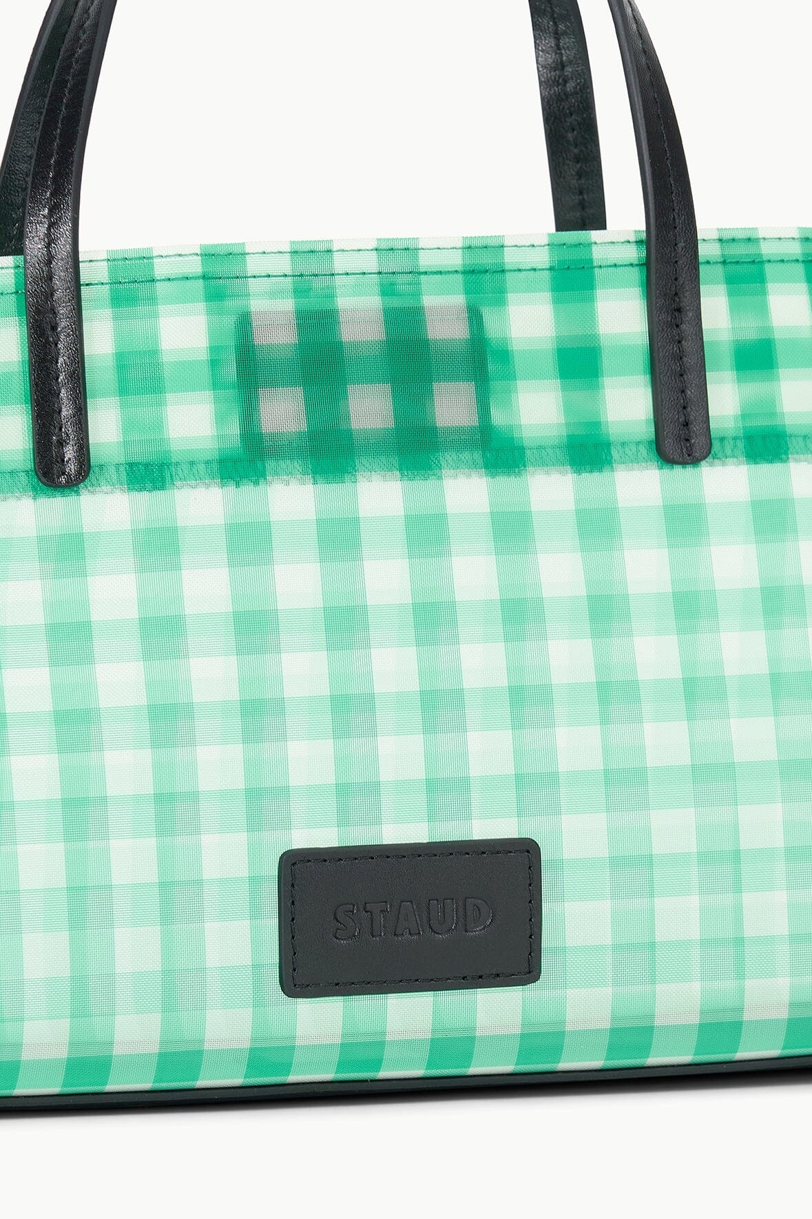 STAUD CHRISTOS MINI MESH TOTE JADE GINGHAM - 5