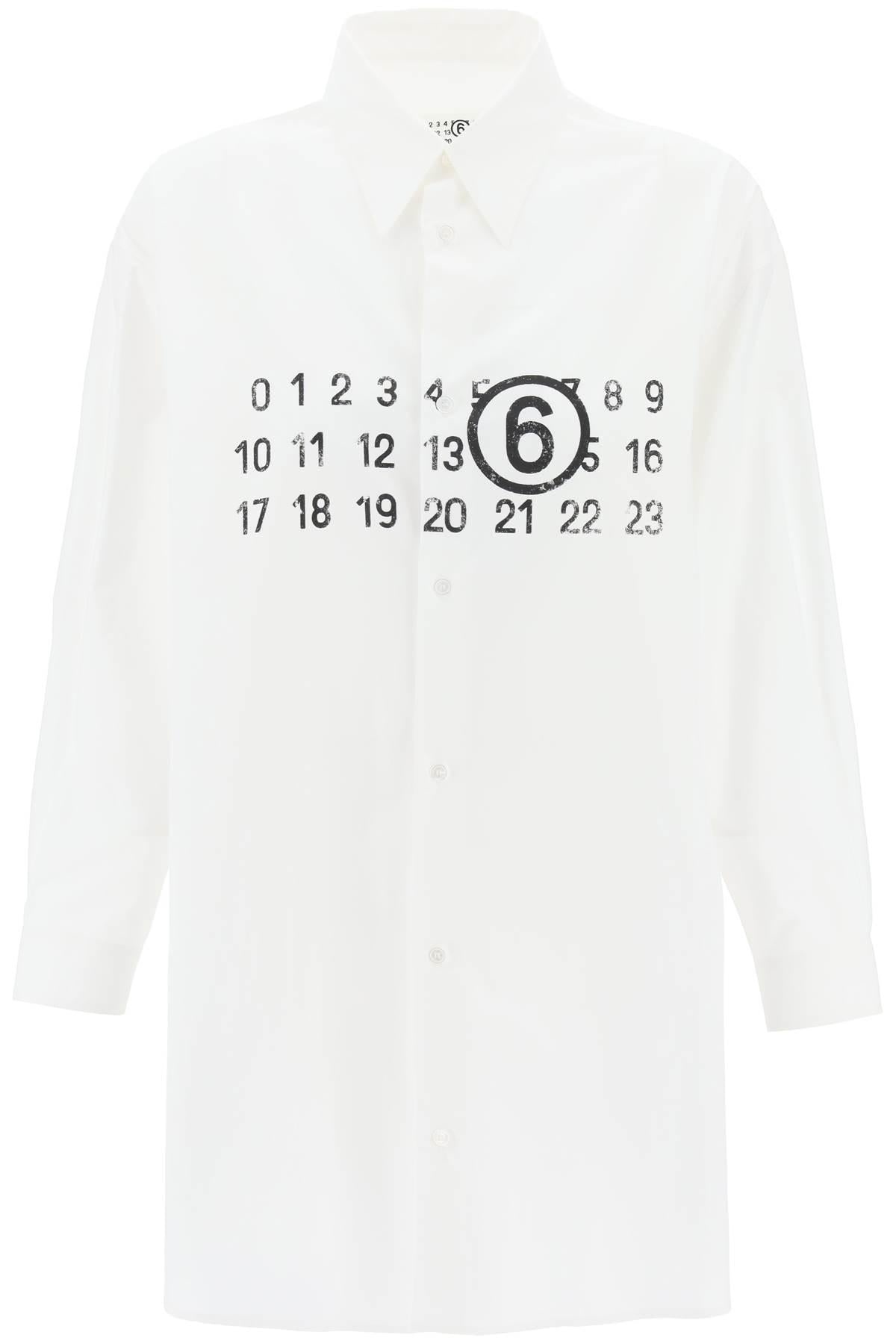 ワンピース Mm6 Numeric Logo Print Poplin Shirt Dress MM6 Maison Margiela SHIRT DRESS WITH NUMERIC LOGO