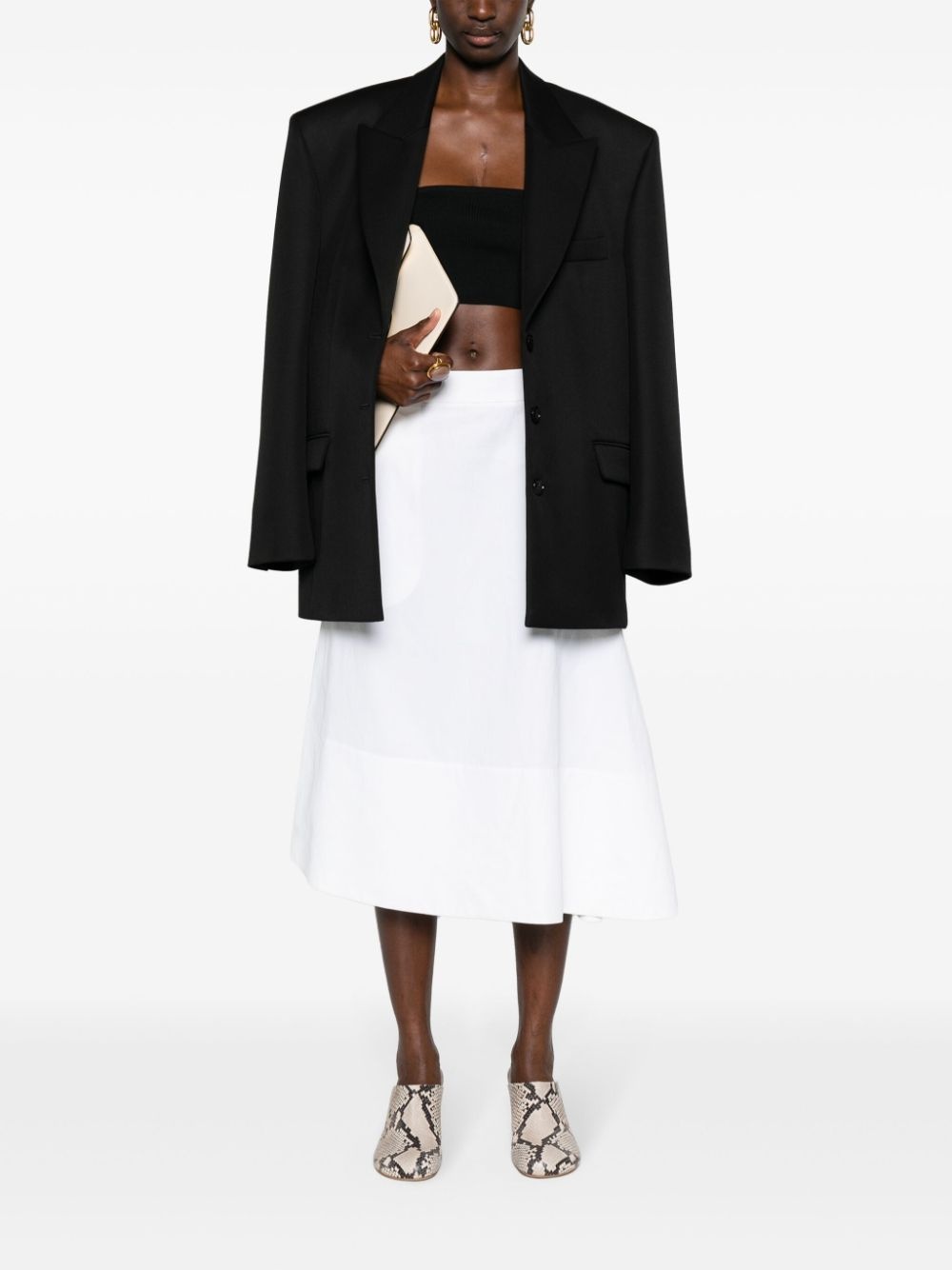 asymmetric linen midi skirt - 2