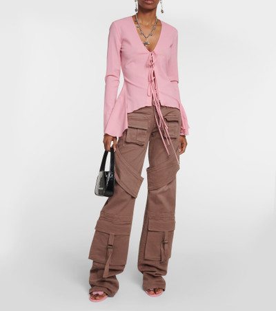 Blumarine Ruffled tie-front wool-blend blouse outlook