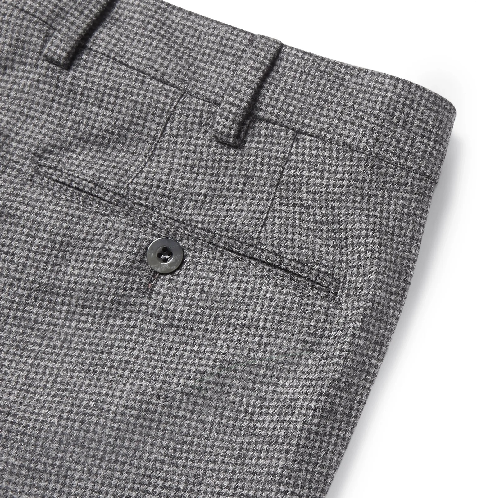 Grey Slim-Fit Puppytooth Wool and Cashmere-Blend Trousers - 6