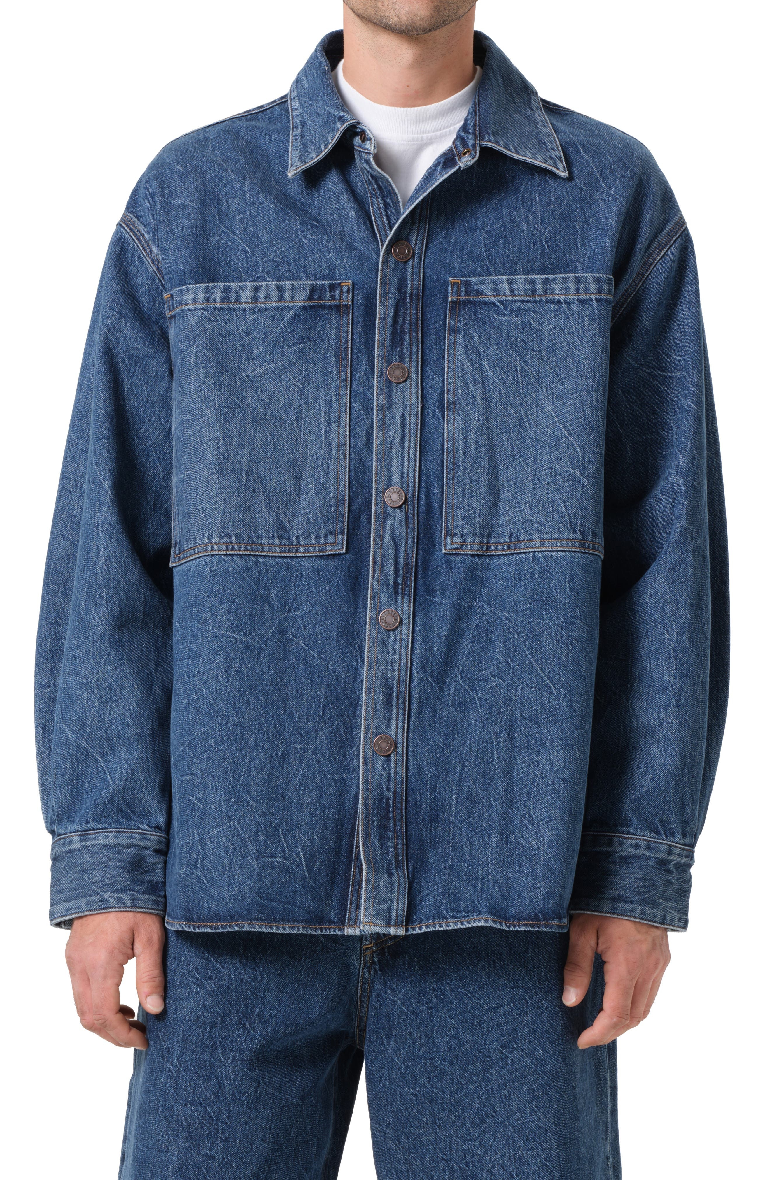 AGOLDE Atticus Denim Shirt Jacket in Creased Ind at Nordstrom - 1