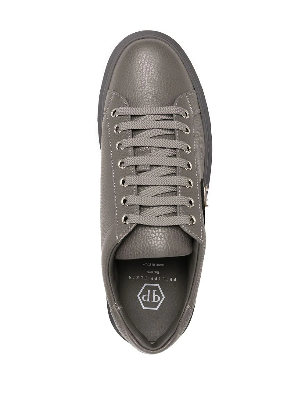 grained leather sneakers - 4