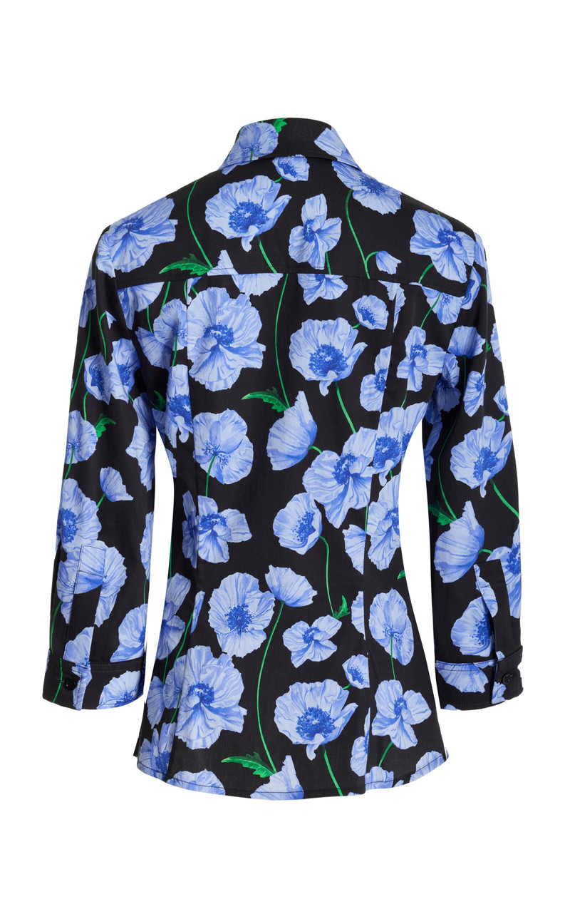 CAROLINA HERRERA Icon Printed Stretch-Cotton Top black outlook
