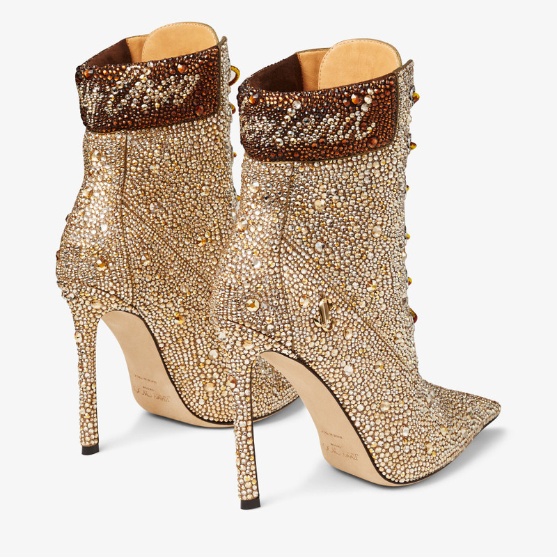 JIMMY CHOO X TIMBERLAND 6 INCH CRYSTAL BOOT Gold Timberland Shimmer Suede Ankle Boots with Hotfix Cr 6
