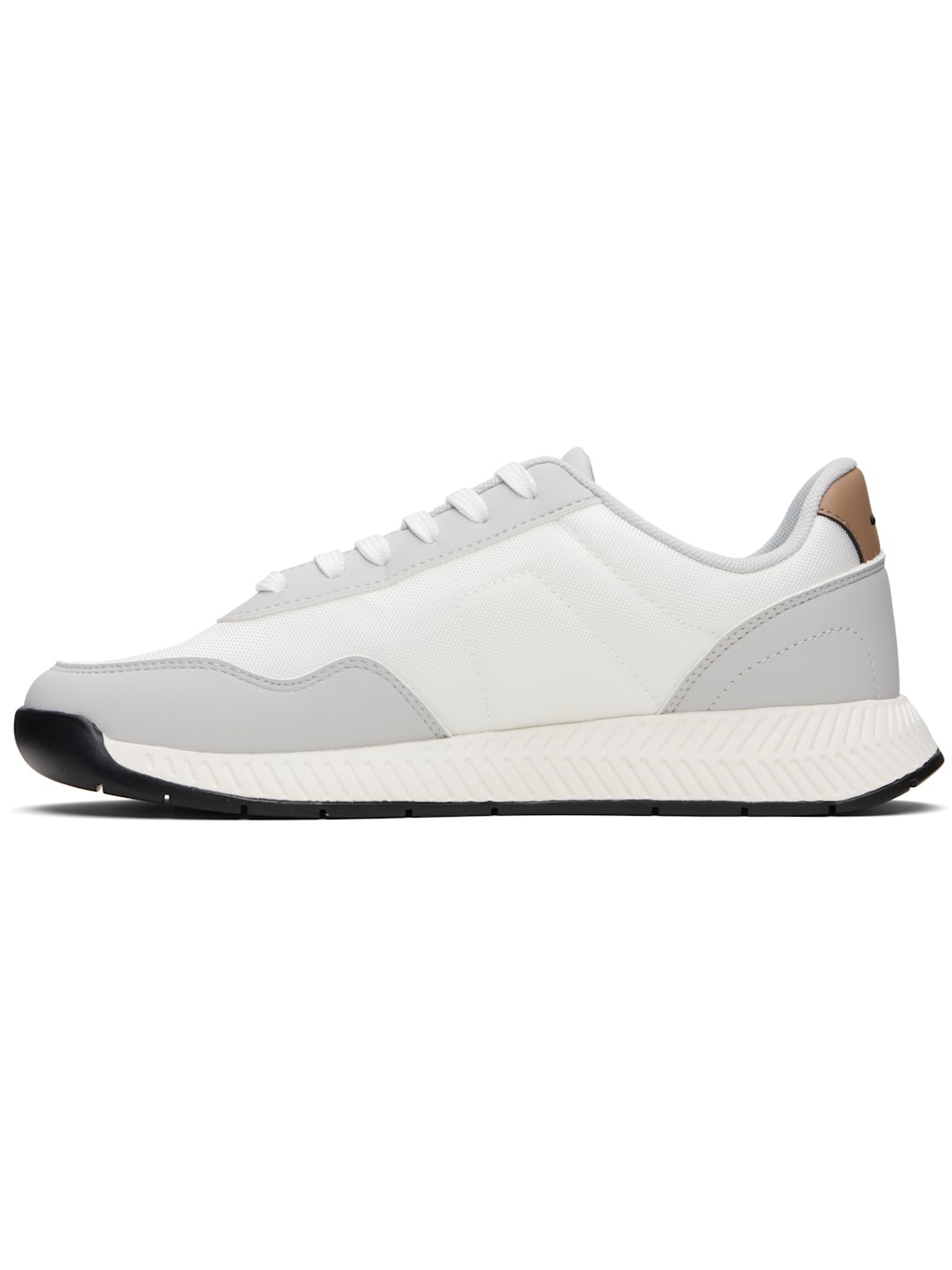 White & Gray Textured Uppers Low-Top Sneakers - 3