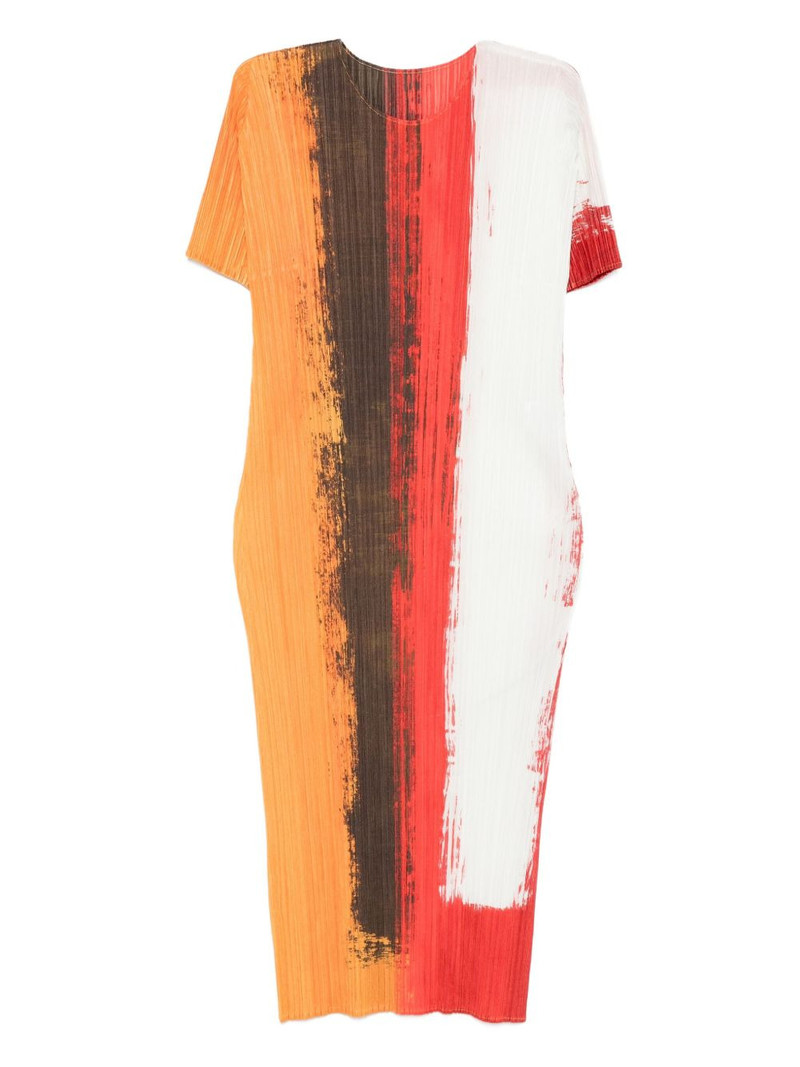 pleated paint-effect midi dress 1