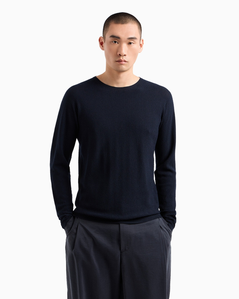 GIORGIO ARMANI CHEVRON VIRGIN WOOL, CREW-NECK JUMPER outlook