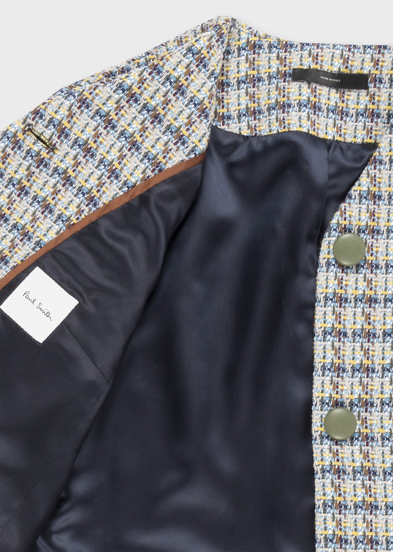 Paul Smith Blue Tweed Leather Trimmed Jacket outlook