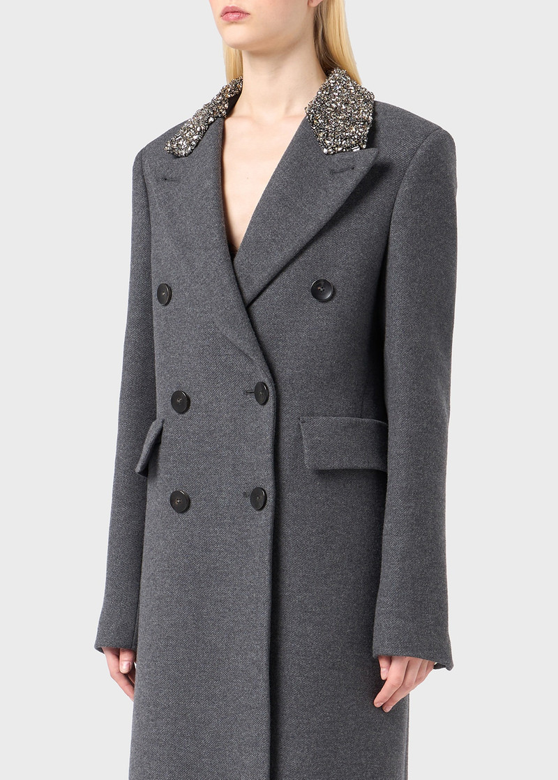 DOUBLE-BREASTED COAT WITH EMBROIDERED COLLAR 5
