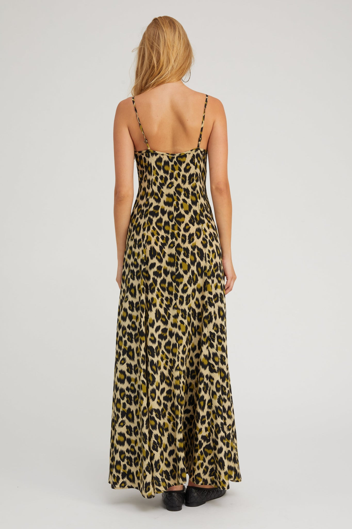 GREEN LEOPARD SILK MAXI DRESS - 4
