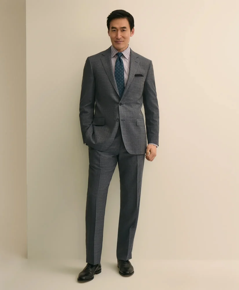 Traditional Fit Wool Overcheck 1818 Suit - 1
