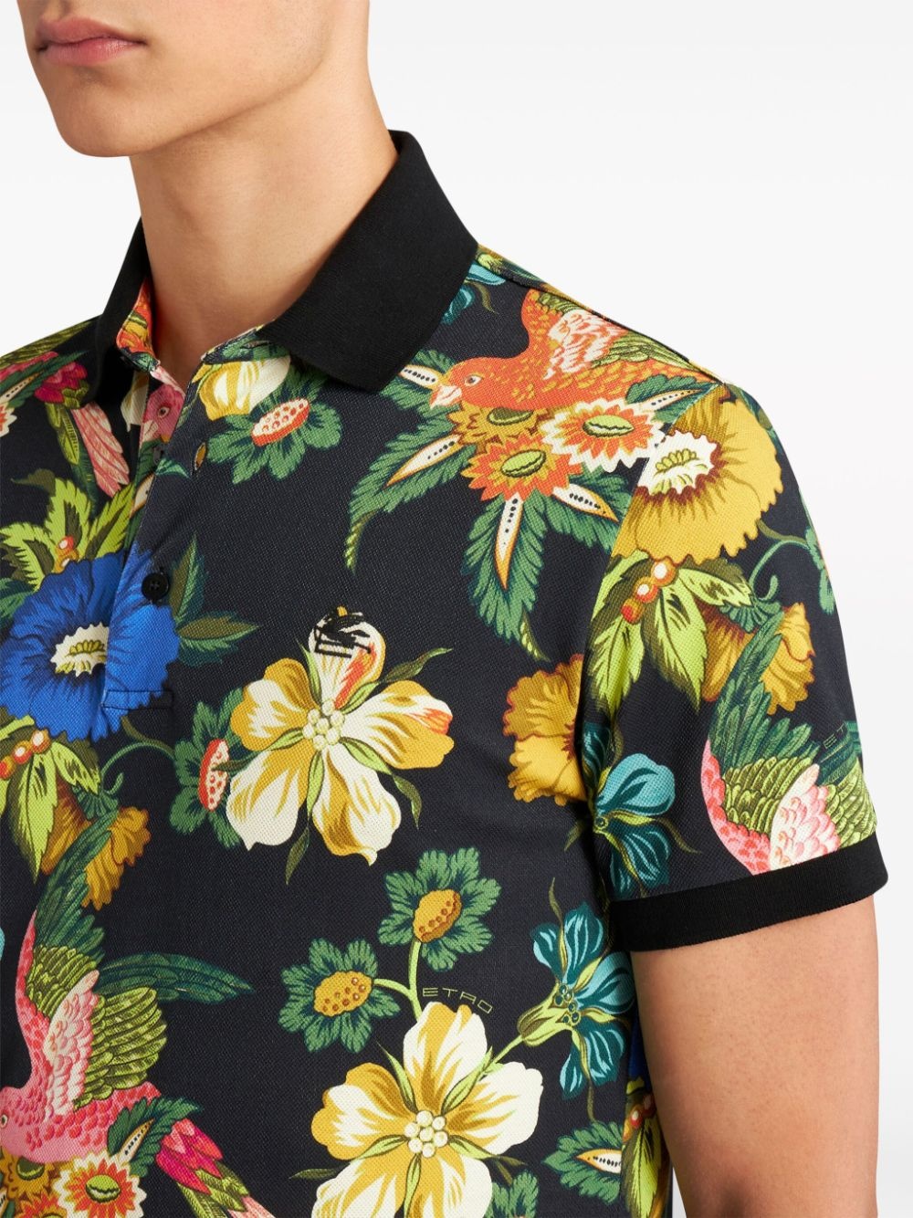 floral-print cotton polo shirt - 4