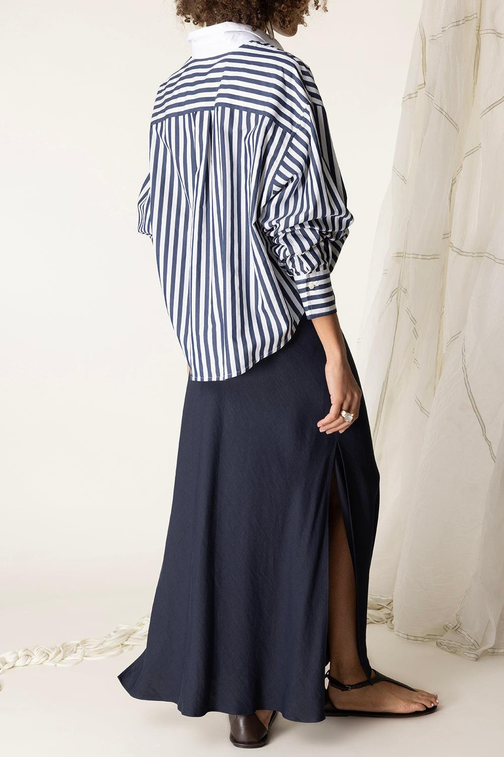 Striped Logo Shirt - White Blue - 4