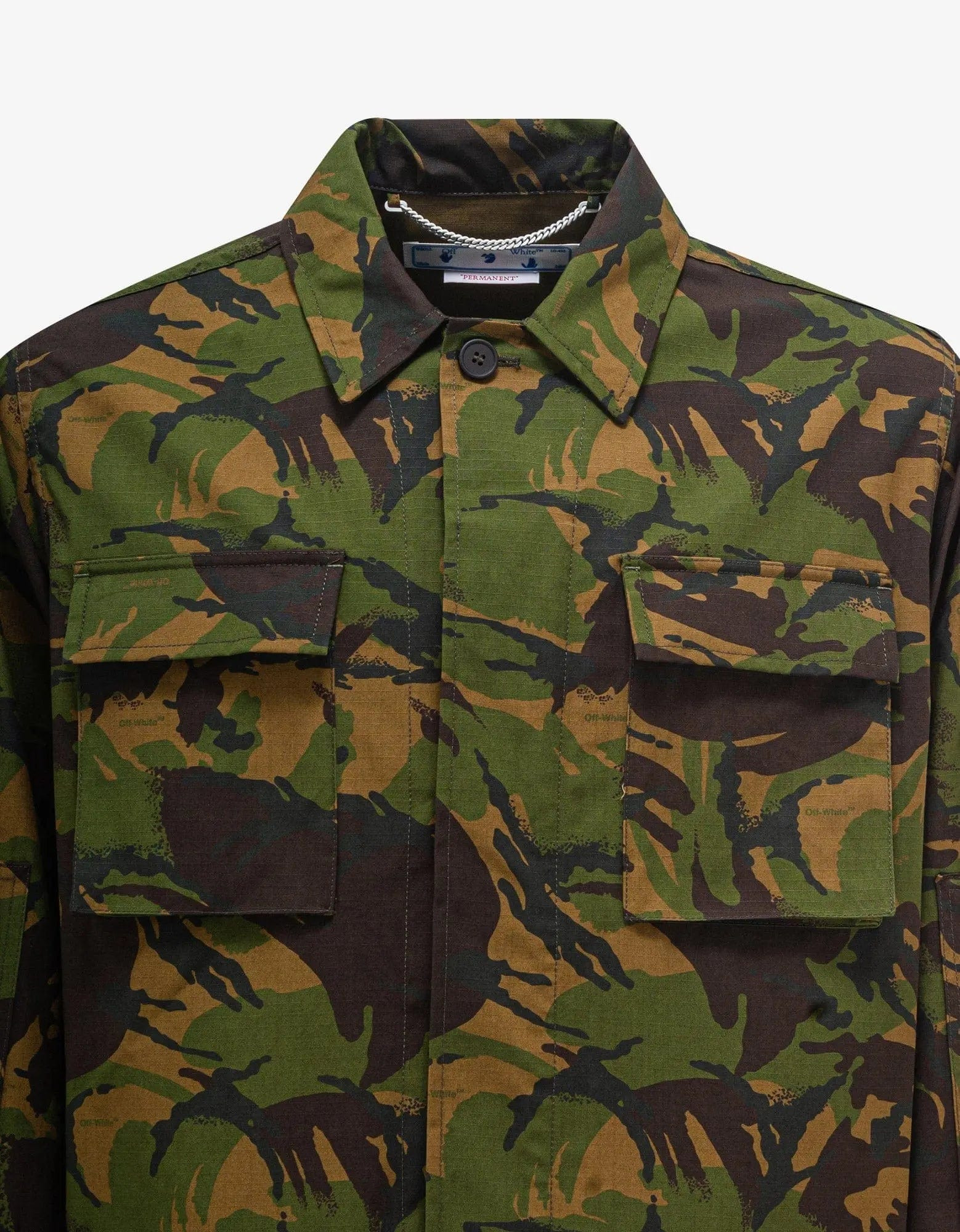 Off-White Green Camouflage Patch Field Jacket - 5