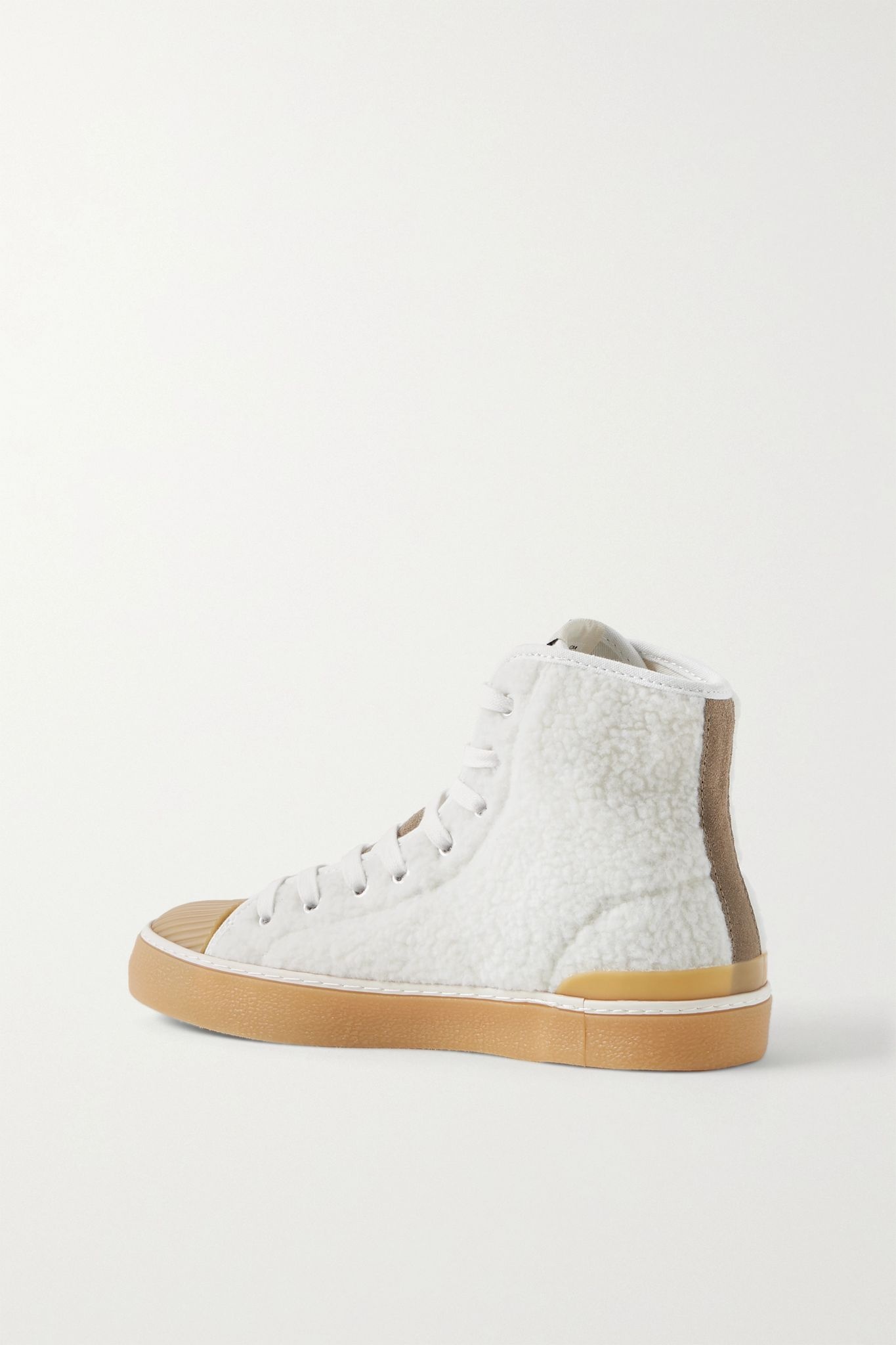 Benkeen suede, canvas and rubber-trimmed faux shearling sneakers - 3