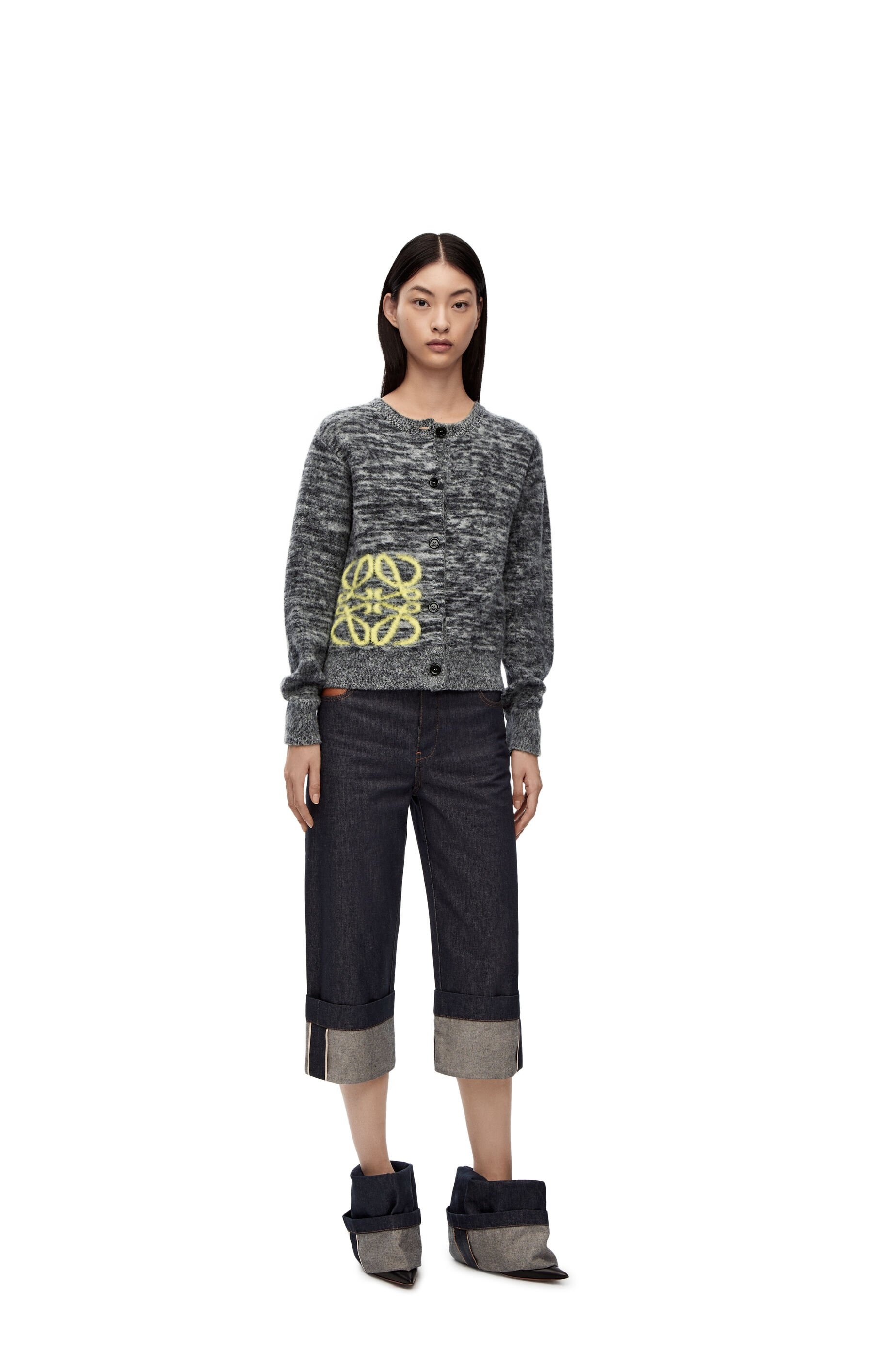 Anagram intarsia cardigan in wool - 2