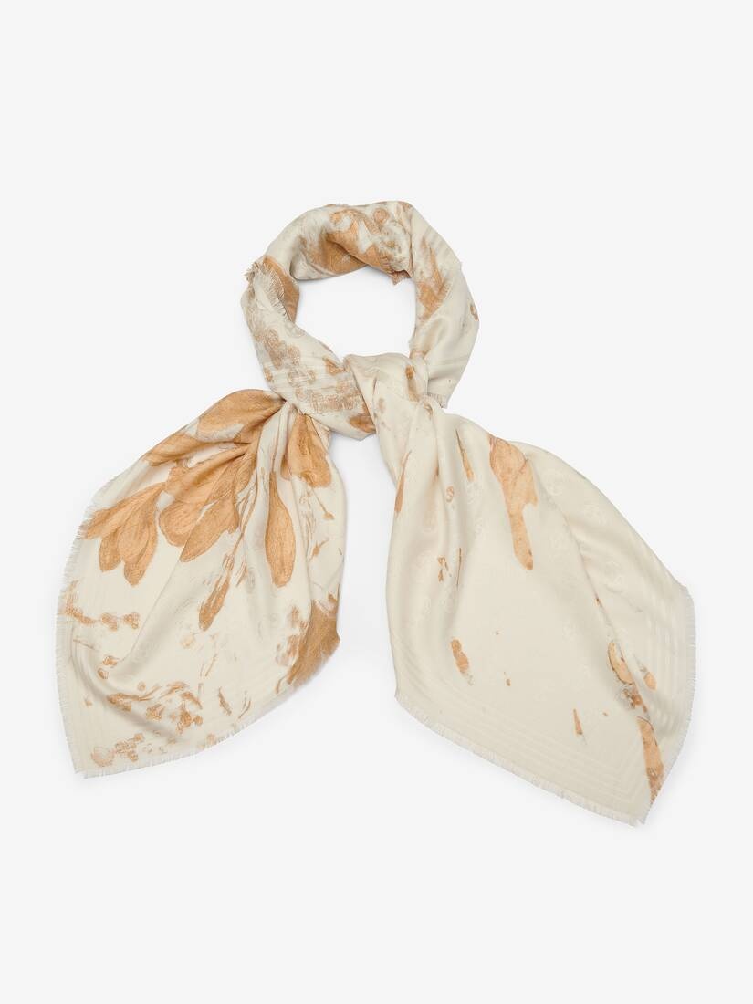 Women's Gold Floral Splash Shawl in Ivory/gold - 2