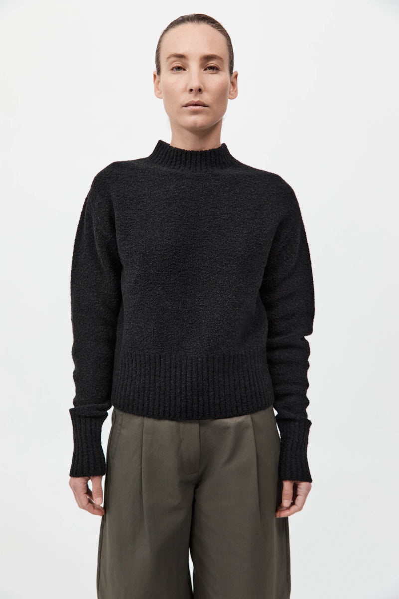 Boucle Wool Jumper - Black - 2