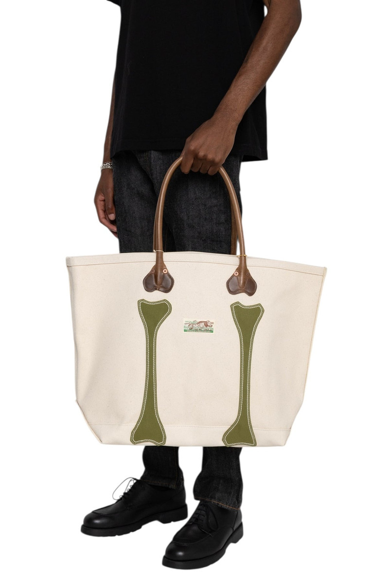 Kapital #4 Canvas KOTSU KOTSU TOTE BAG M - Ecru x Khaki outlook