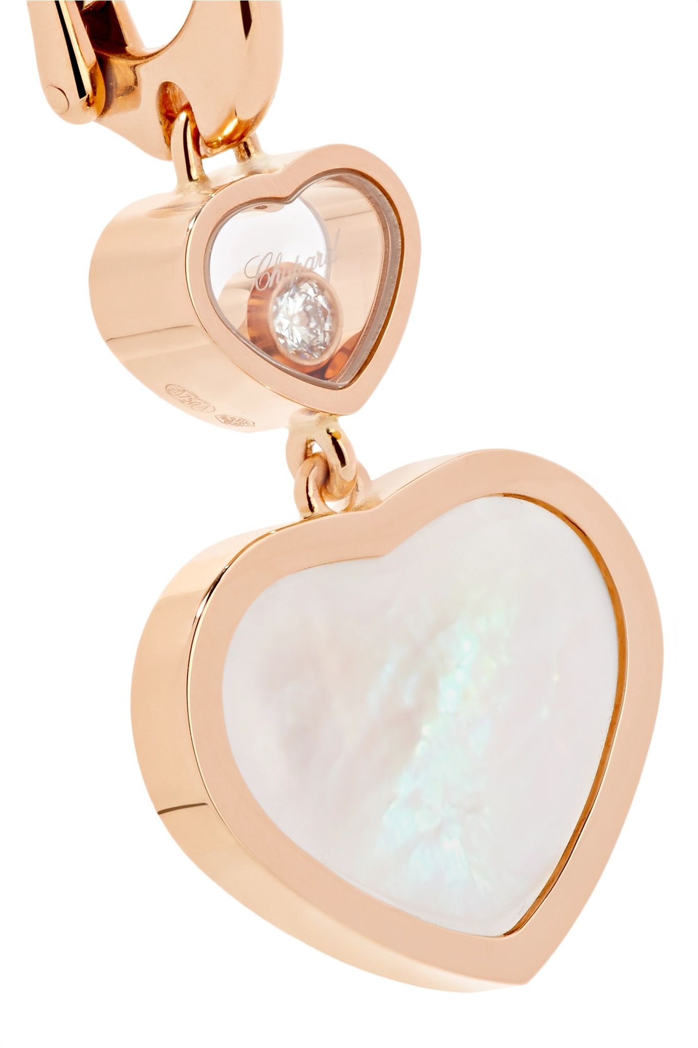 Happy Hearts 18-karat rose gold, diamond and mother-of-pearl earrings - 5