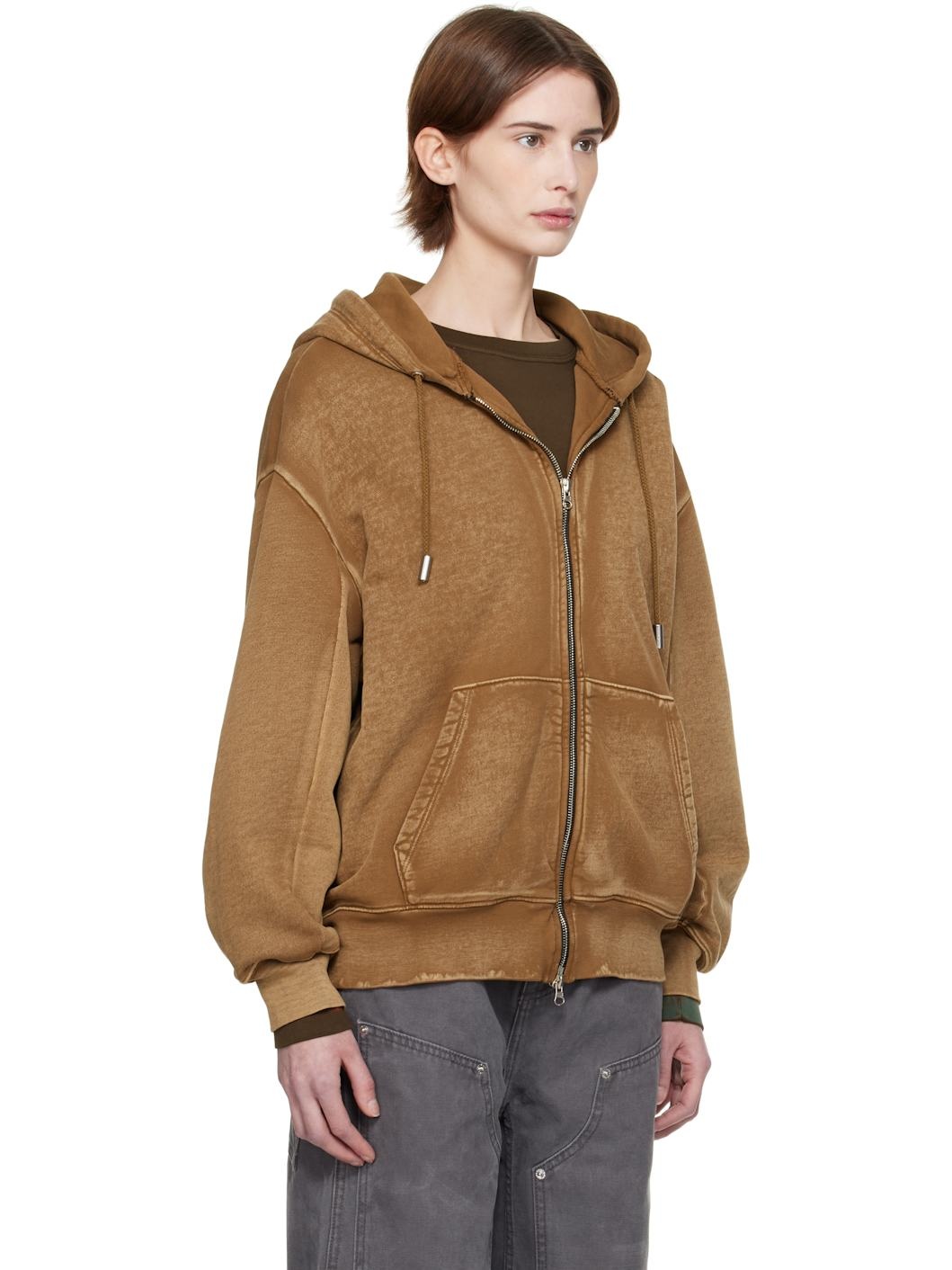 Tan Zip Hoodie - 2