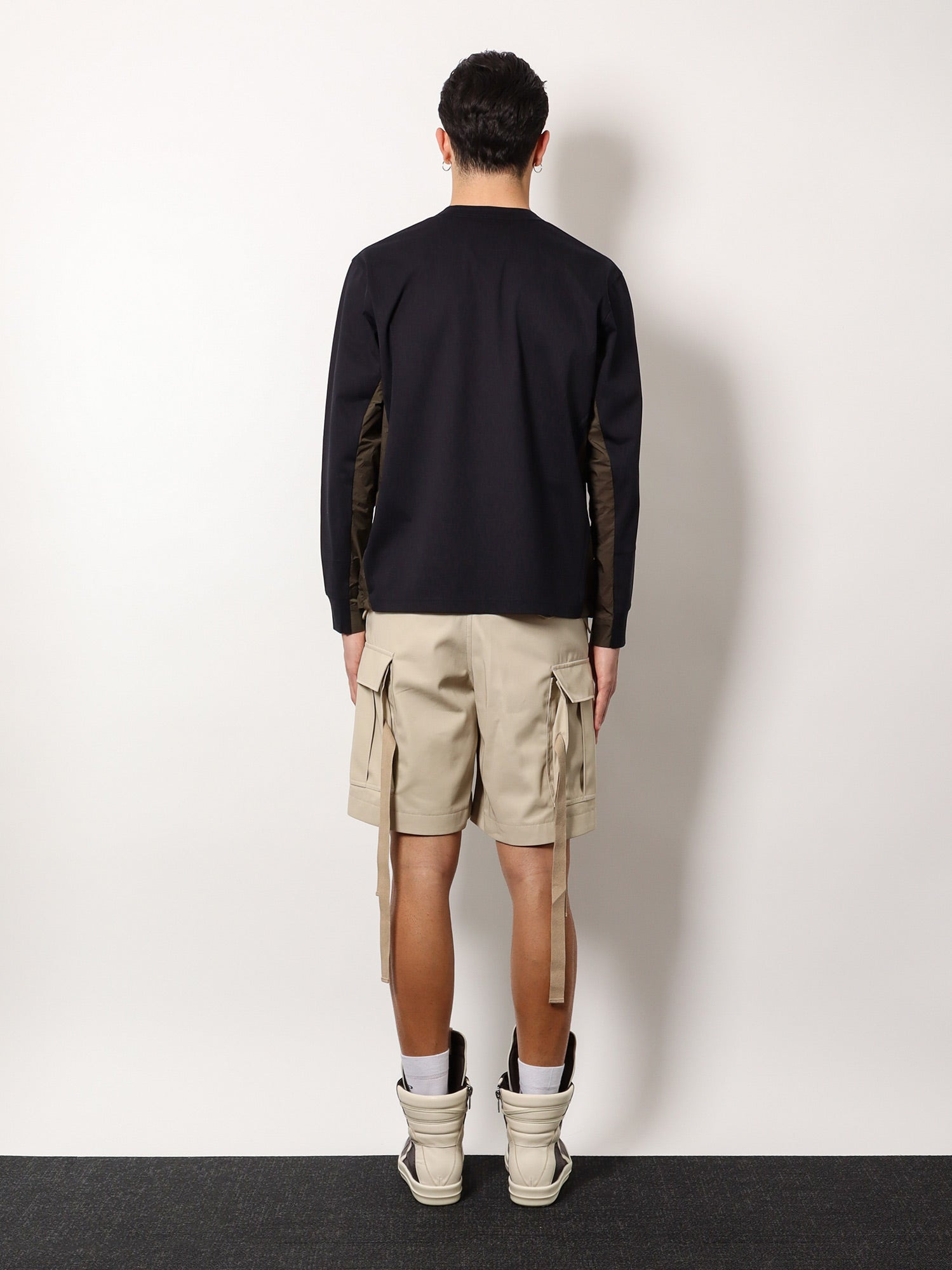 Sacai Cotton T-Shirt With Nylon Insert - 3