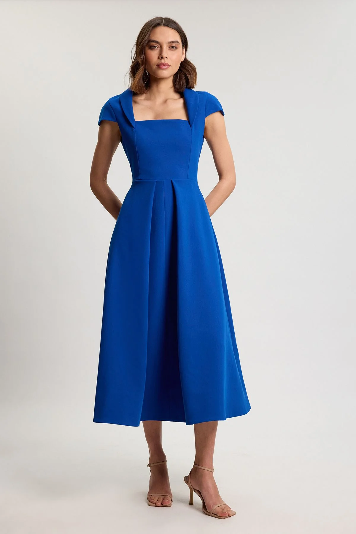Square Neck Tailored Full Skirted Maxi Dress - 1