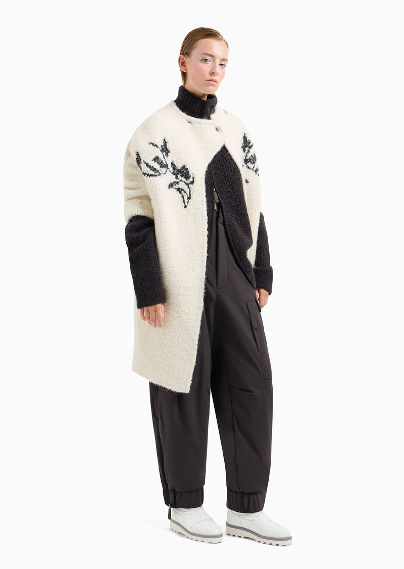 GIORGIO ARMANI Alpaca, wool and silk coat with floral inlay outlook