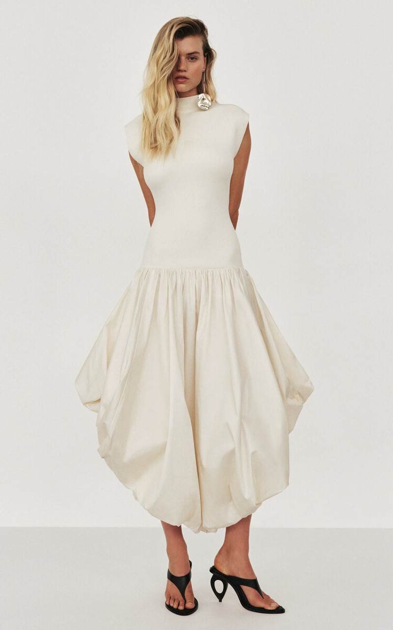 Aje. Venetia Knit Midi Dress ivory outlook