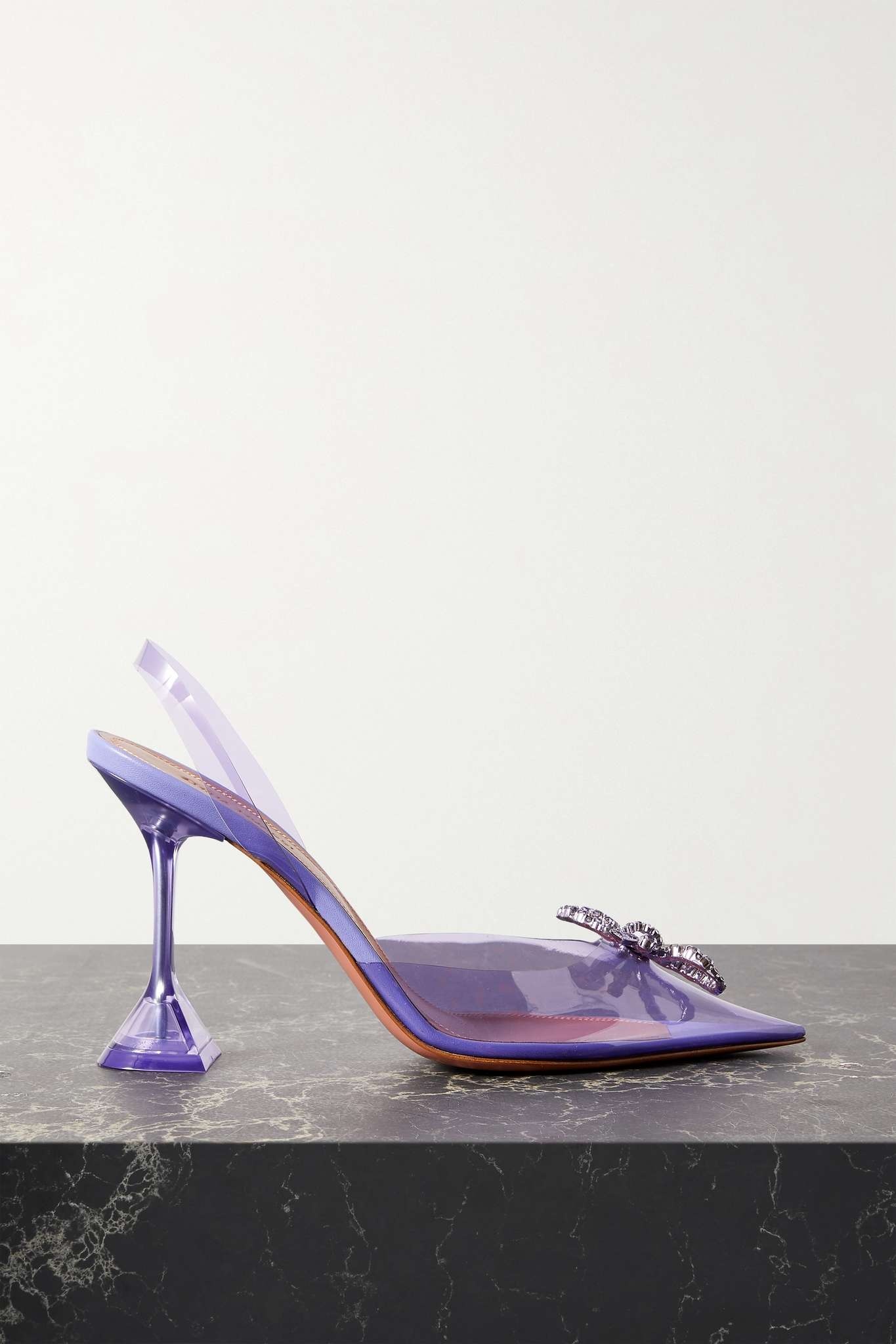 Rosie crystal-embellished satin slingback pumps - 1