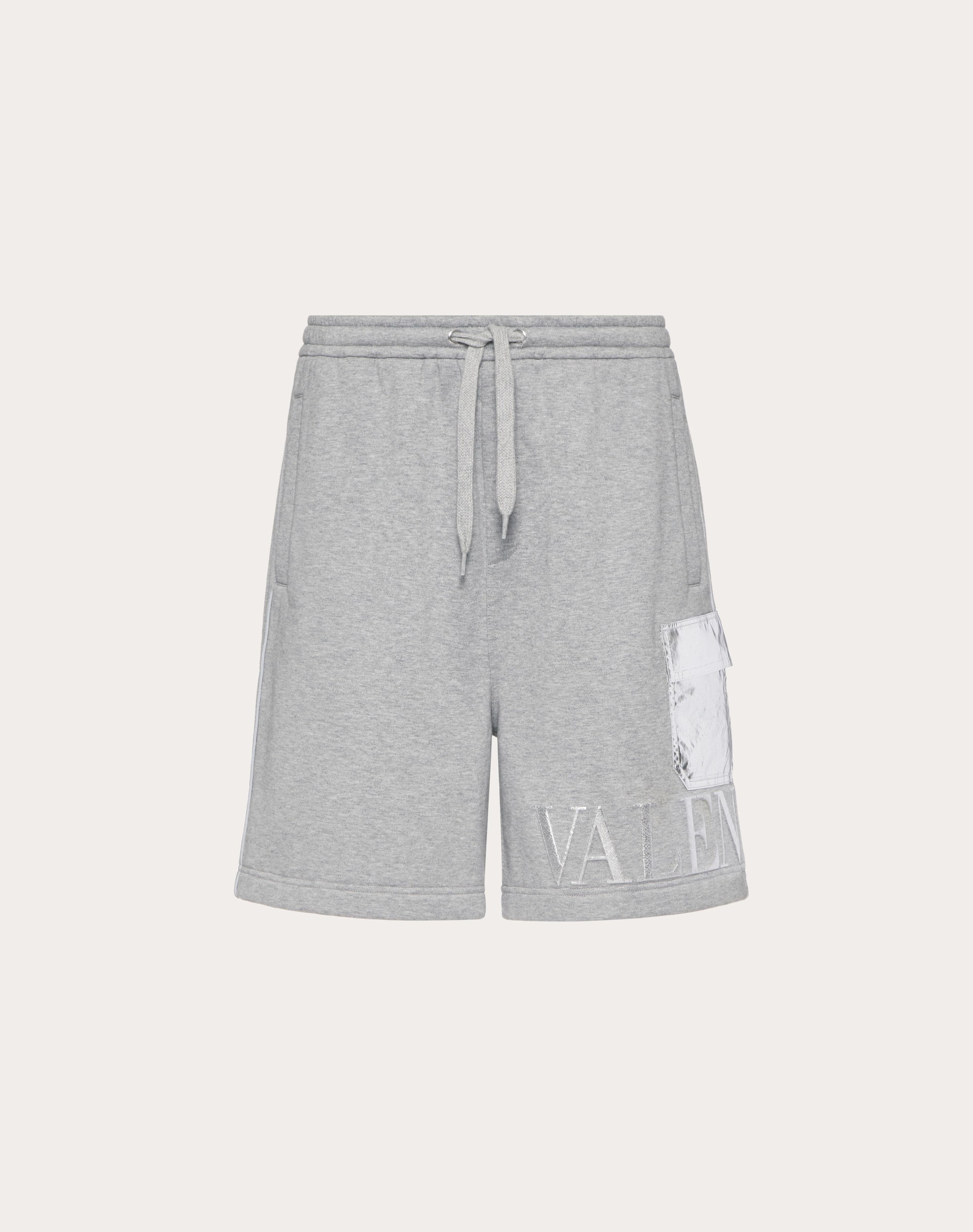 BERMUDA SHORTS WITH METALLIC SILVER POCKET AND VALENTINO EMBOSSED - 1