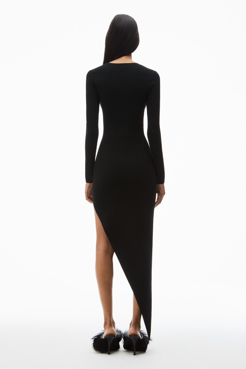 asymmetric long-sleeve bodycon maxi dress 5