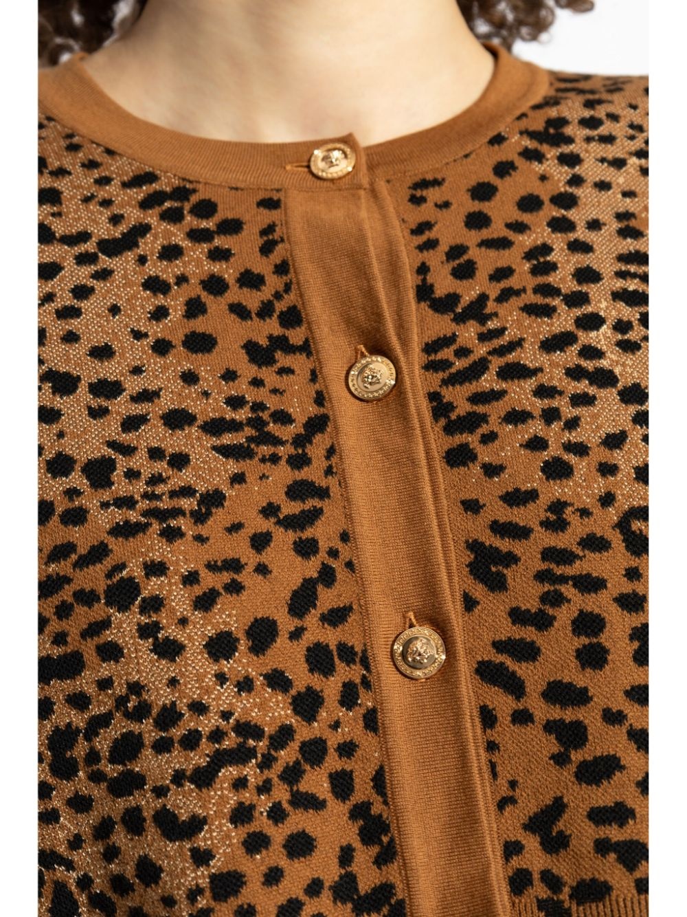 leopard-print cropped cardigan - 5
