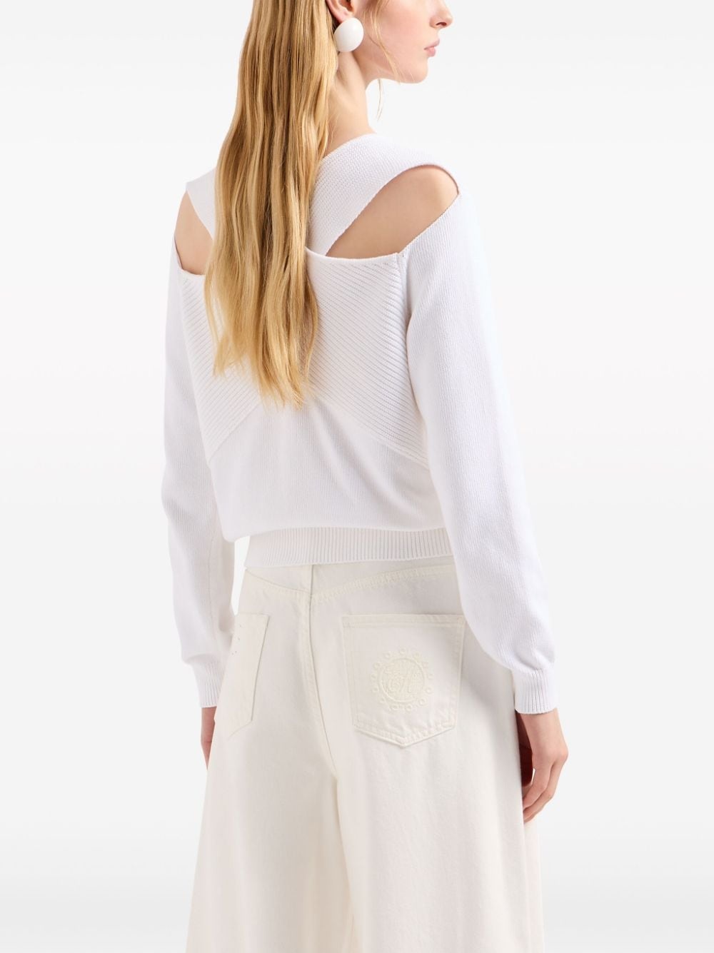 cut-out ribbed-knit jumper - 3