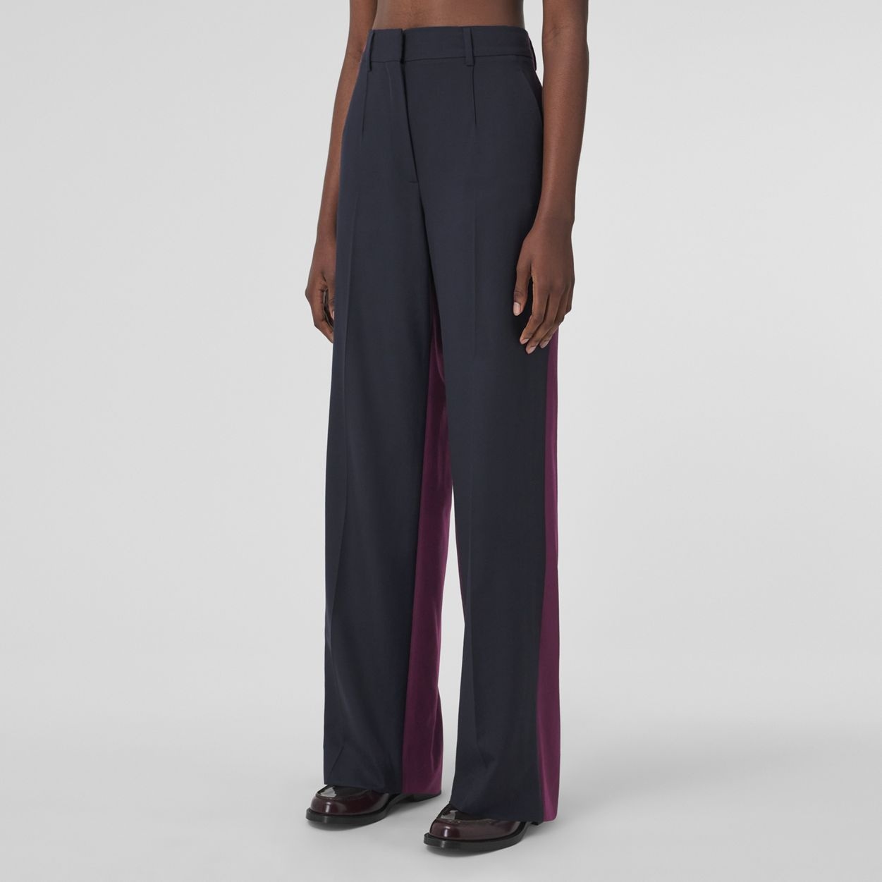 Two-tone Wool Wide-leg Trousers - 6