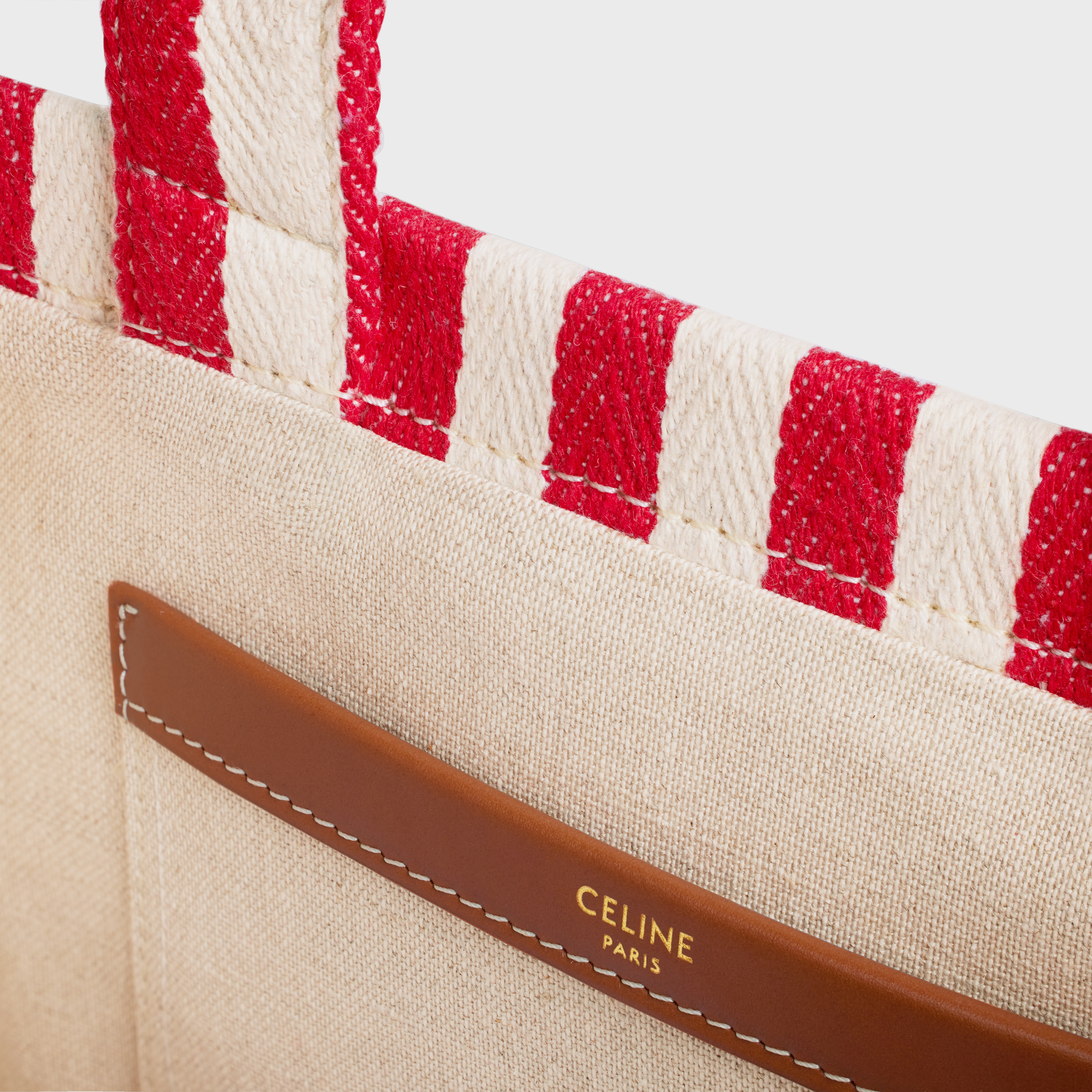 small cabas thais in STRIPED TEXTILE AND CALFSKIN - 4
