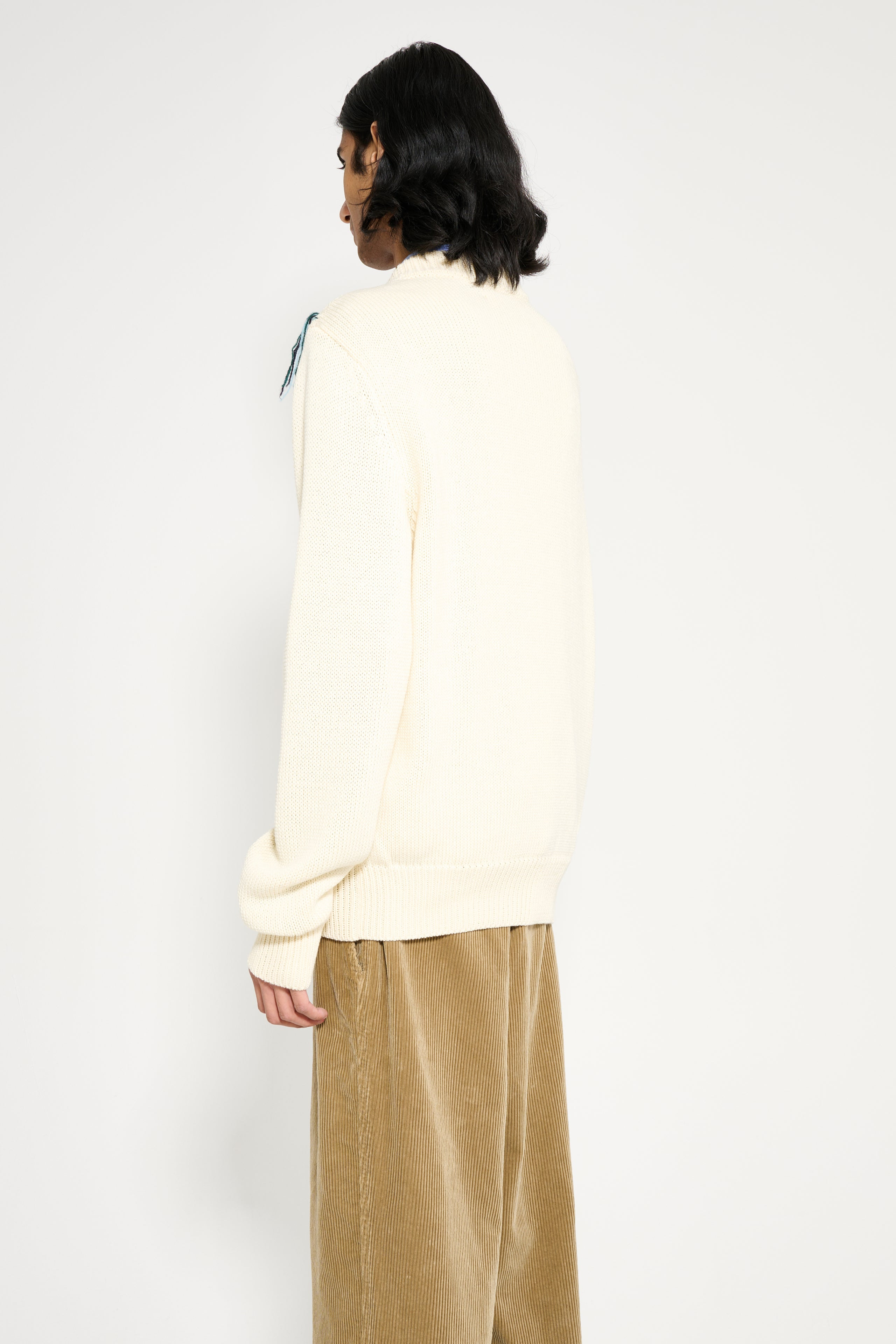 NAMACHEKO INTARSIA QUILT CREWNECK NATURAL - 4