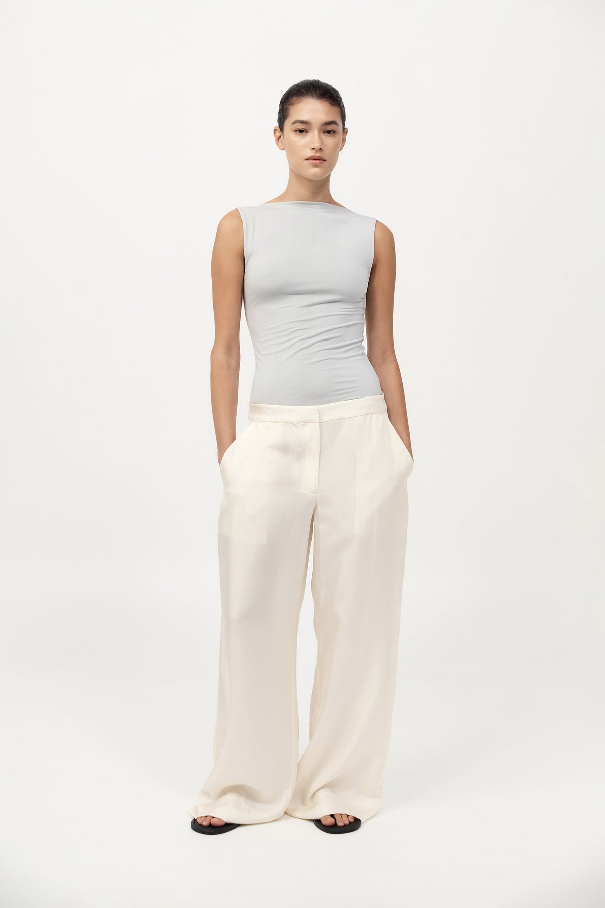 Cupro Jersey Top - Silver - 2