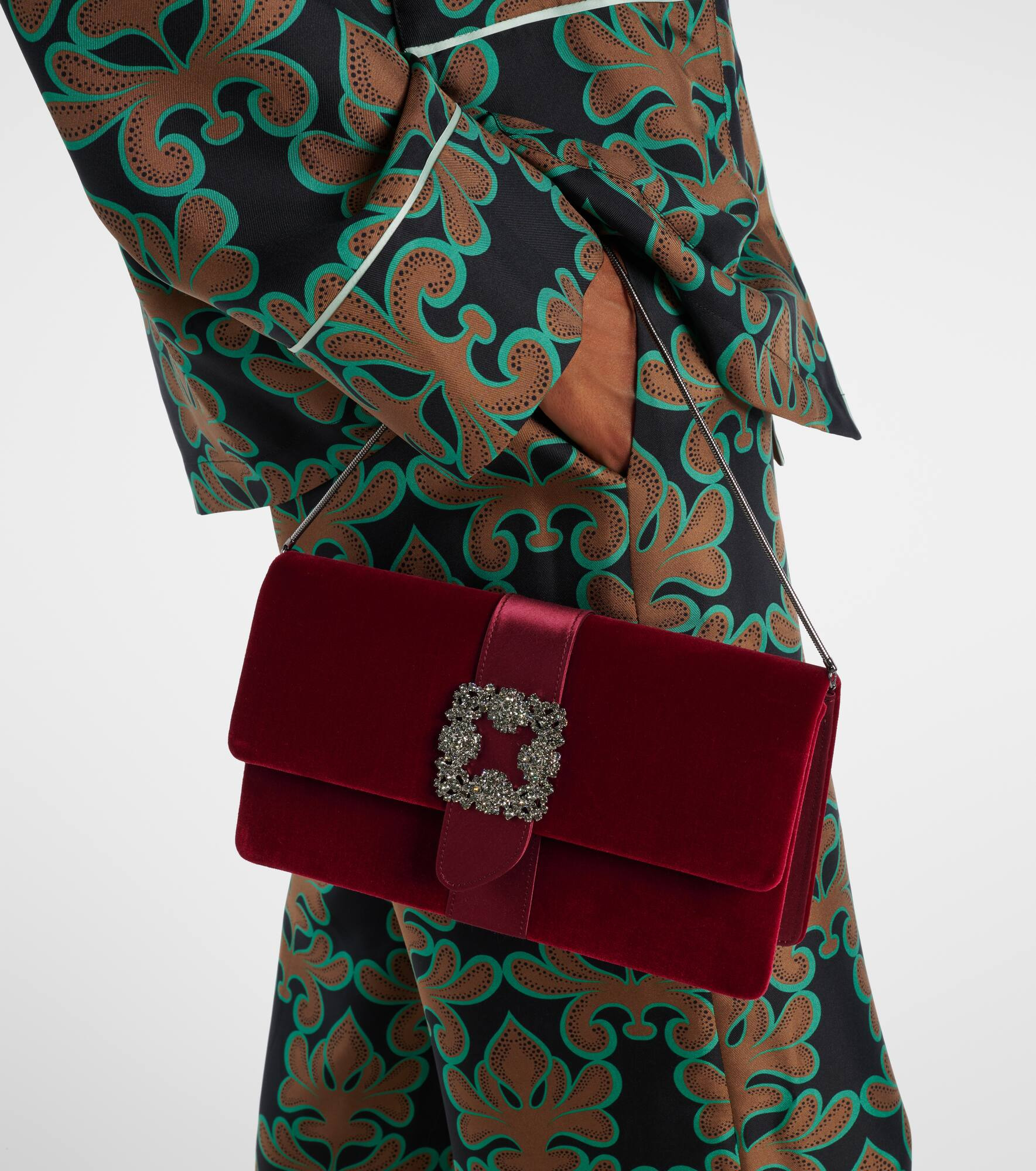 Capri embellished velvet clutch - 2