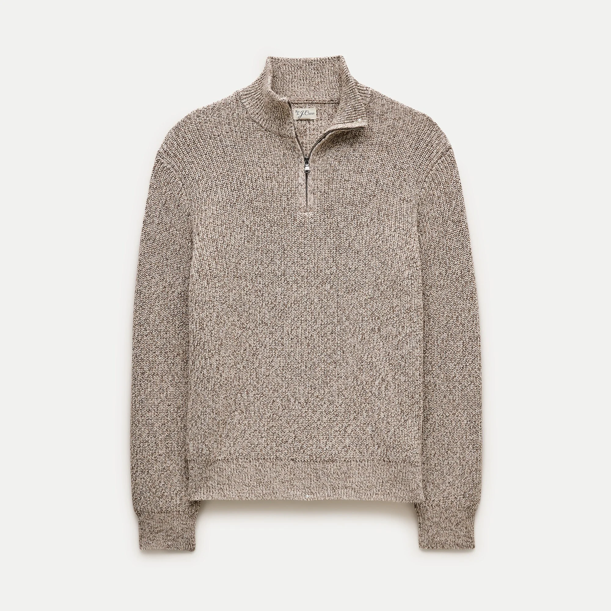 Quarter-zip sweater in marled cotton - 1