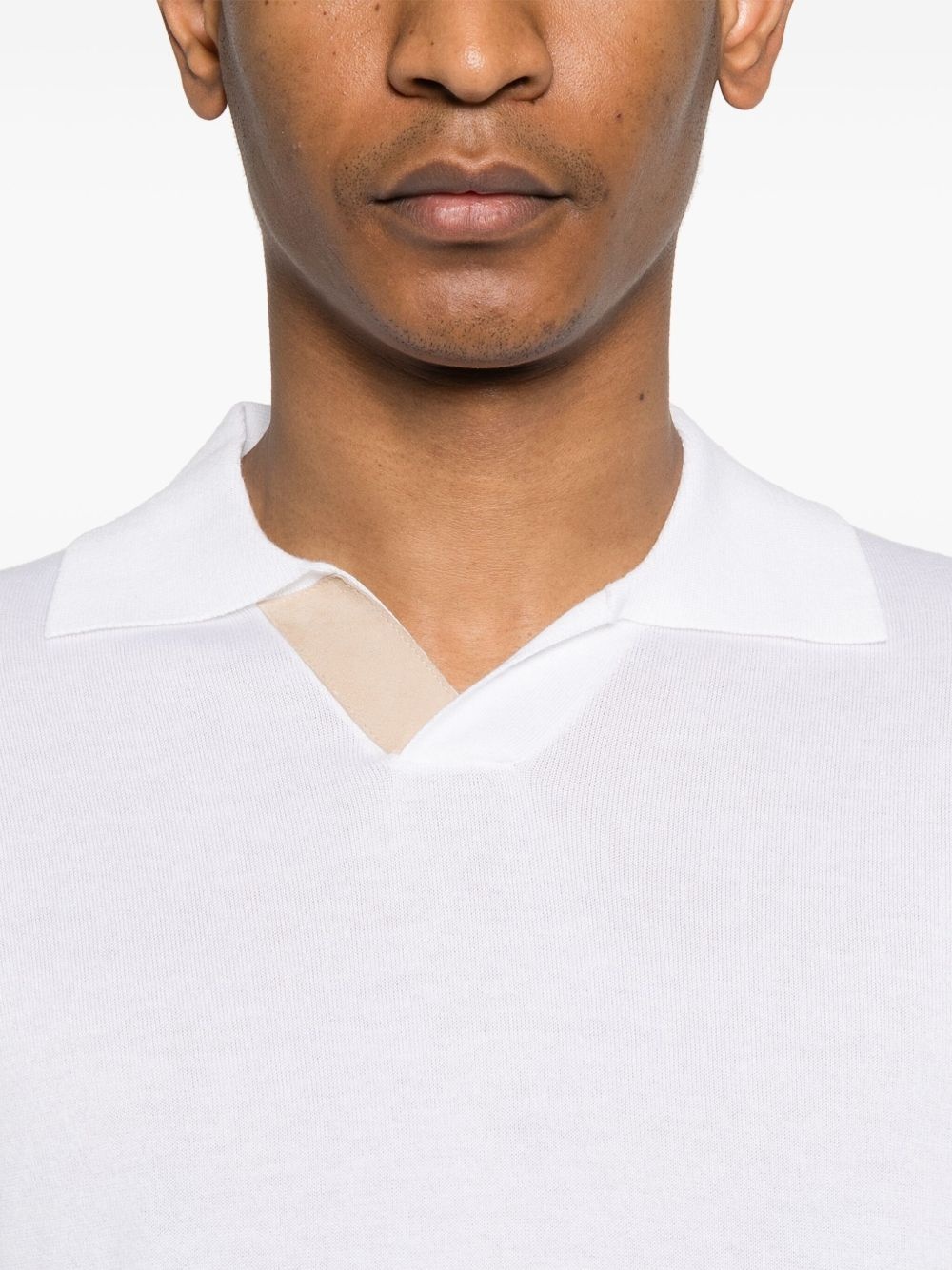 suede-detail polo shirt - 4