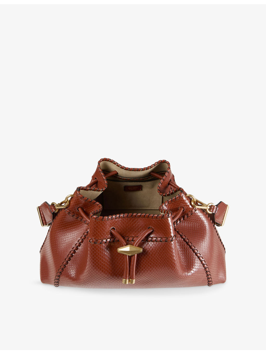 Cinch Medium Snakeskin-Embossed Leather Shoulder Bag - 4