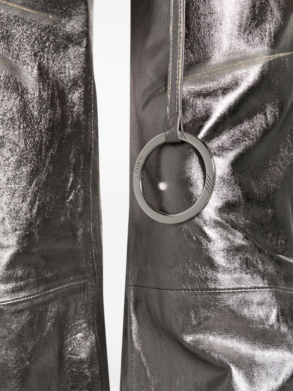 distressed straight-leg leather trousers - 5