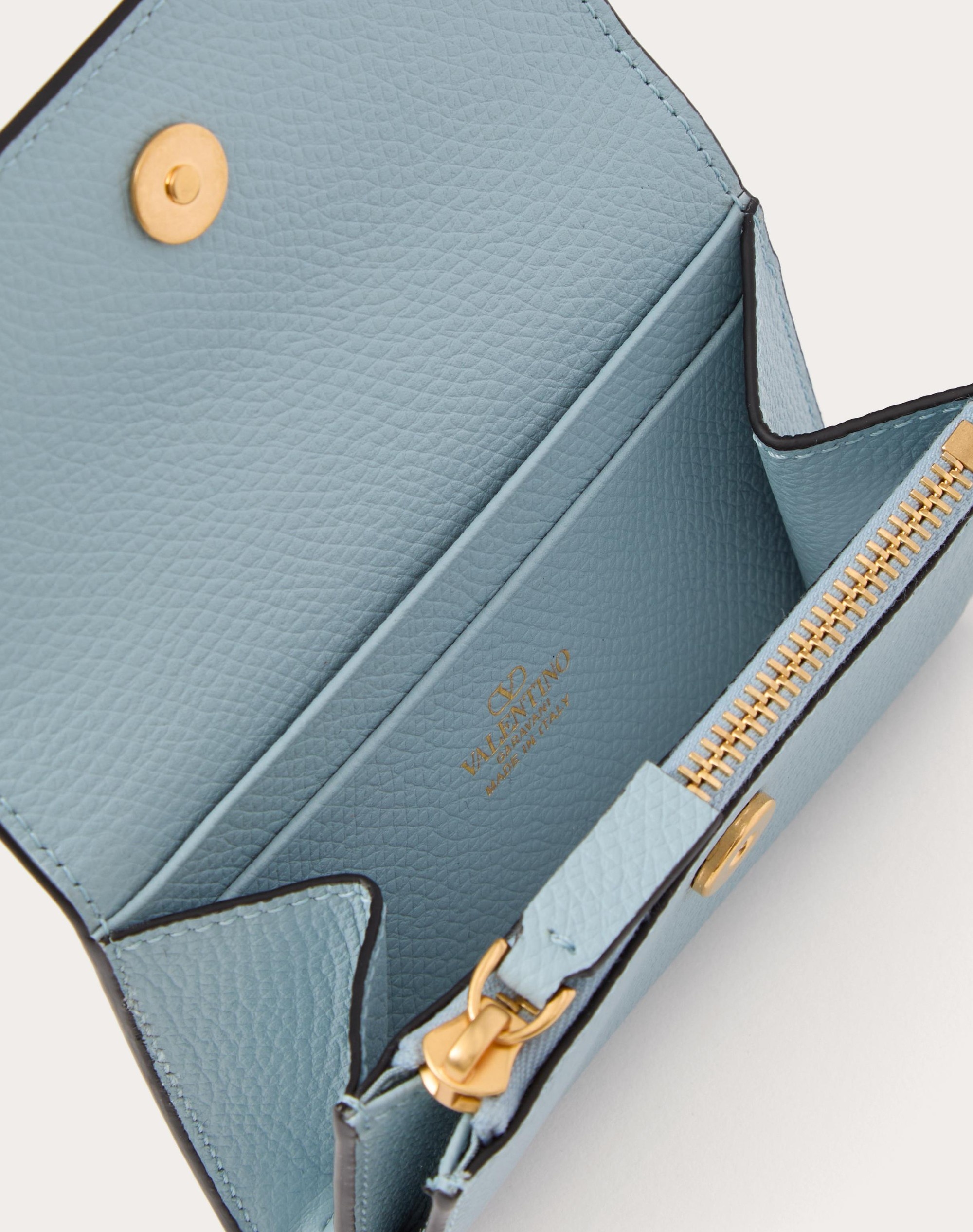 VALENTINO GARAVANI VLOGO SIGNATURE COMPACT GRAINY CALFSKIN WALLET - 4