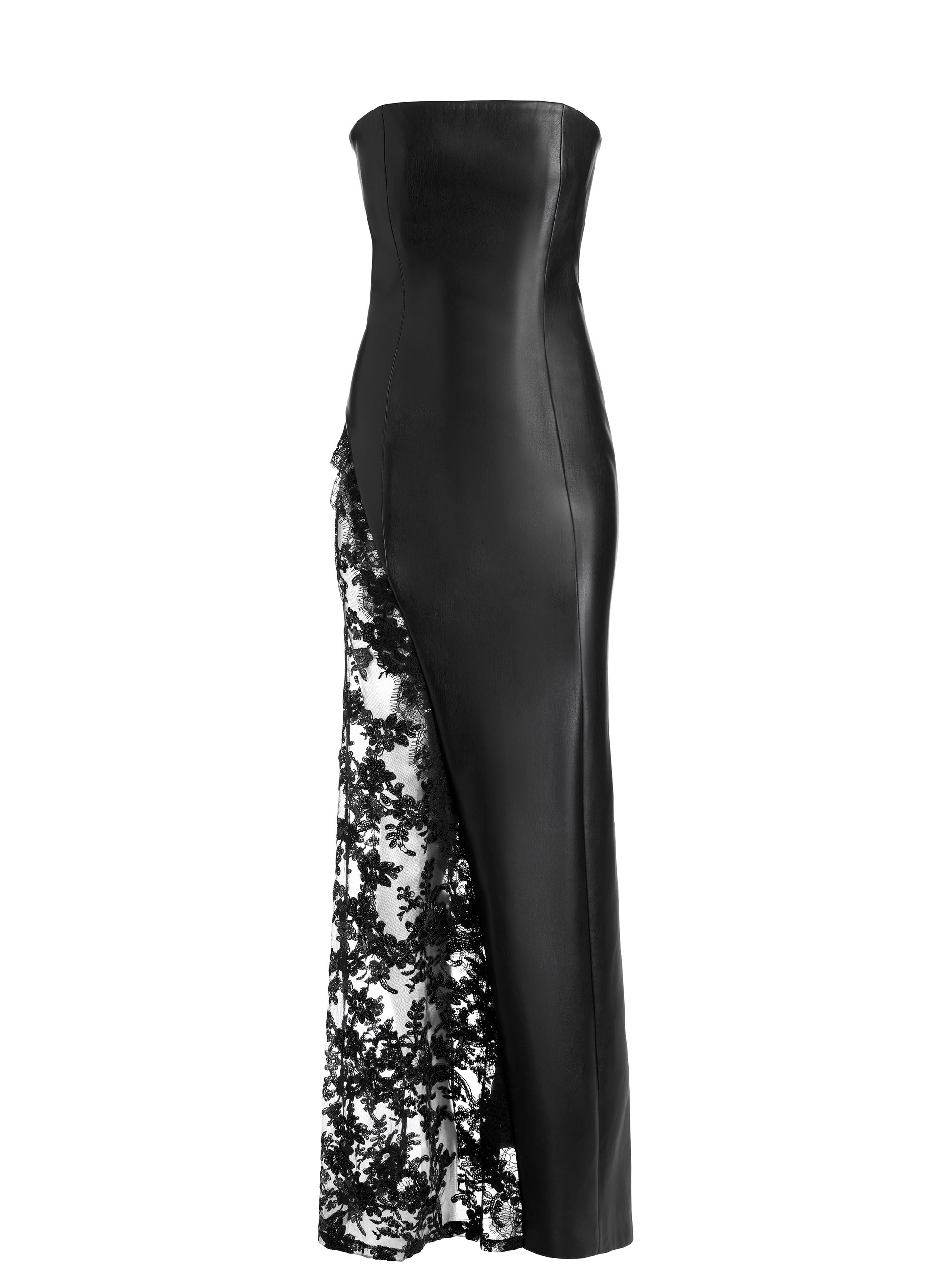 RETHA VEGAN LEATHER LACE MAXI DRESS - 1