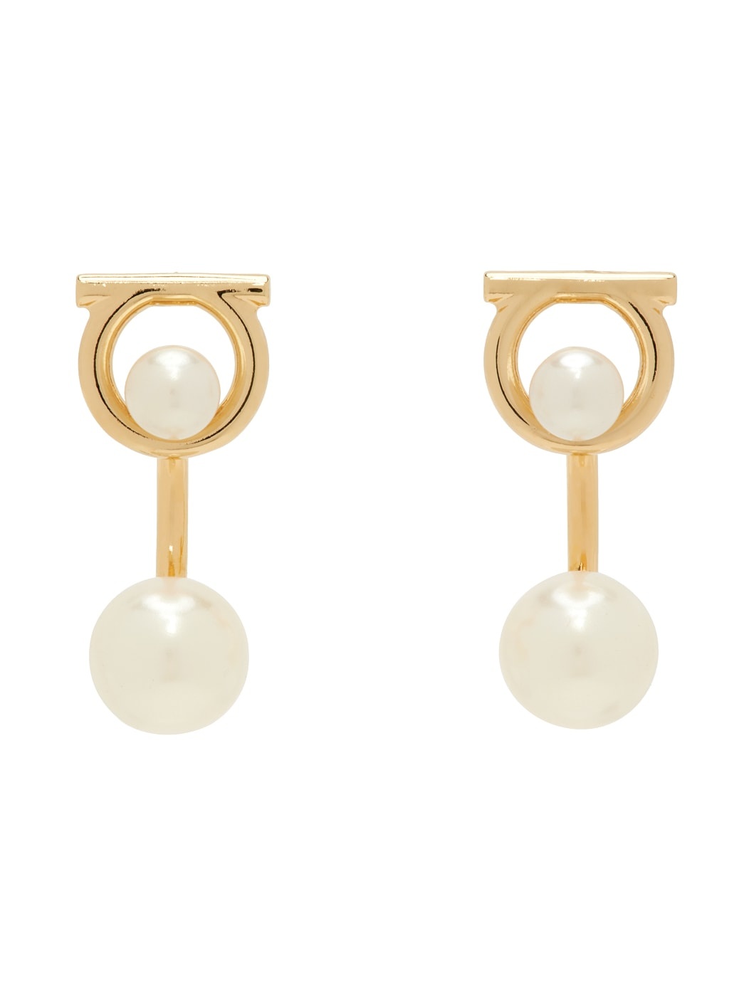Gold Gancini Faux-Pearl Earrings - 1