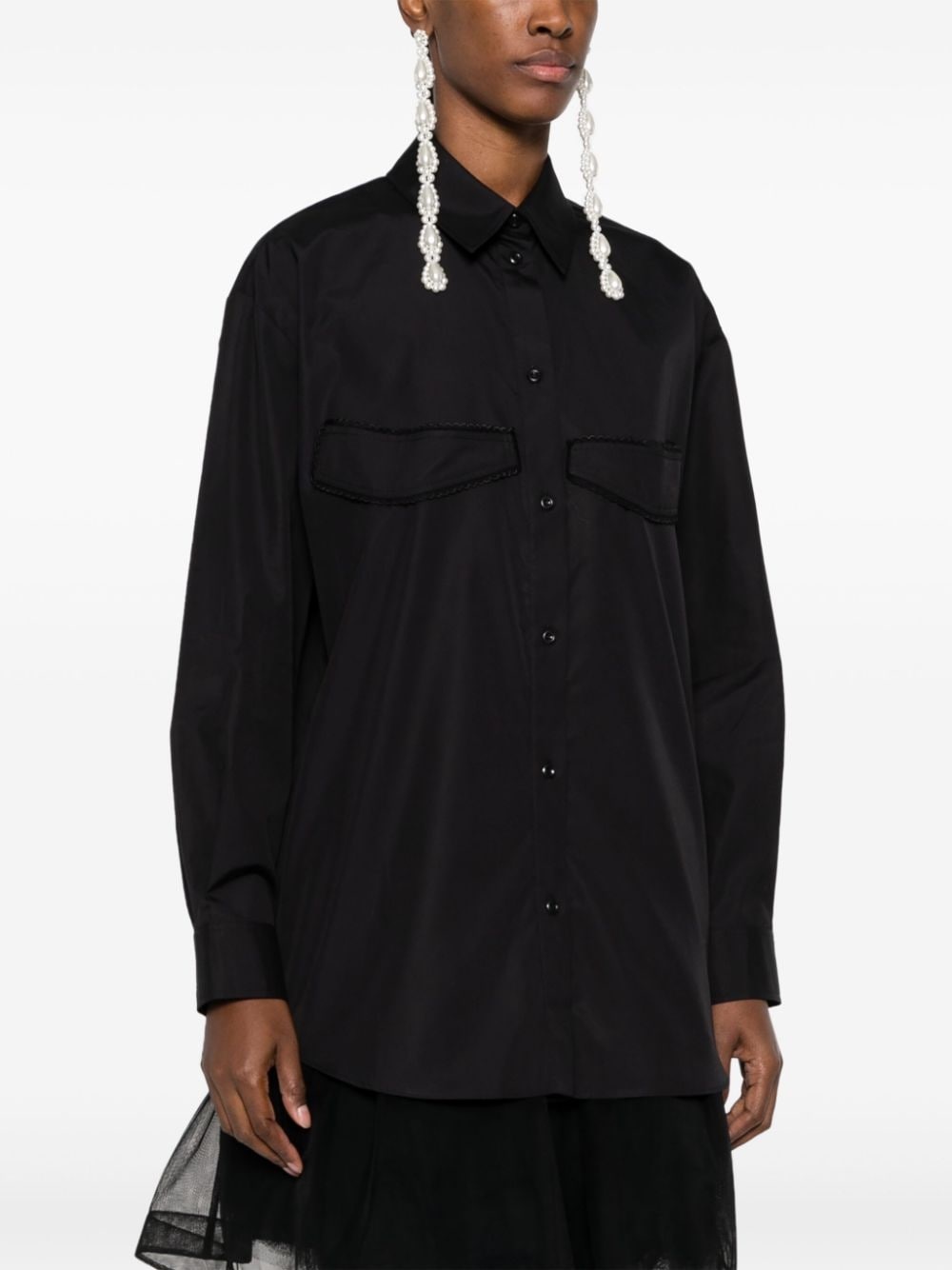 appliquÃ©-detail side button-fastening shirt - 3
