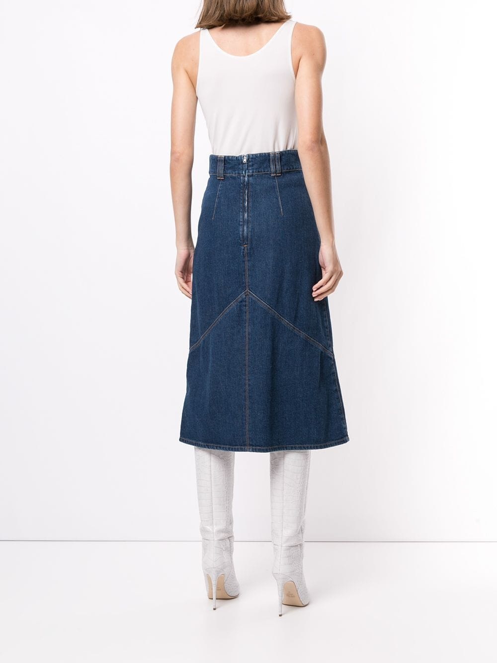 flared high-waisted denim skirt - 4