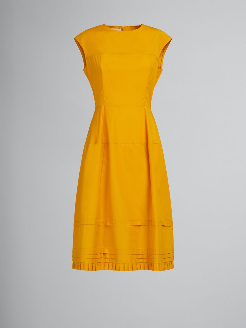 ORANGE BIO POPLIN MIDI DRESS WITH MINI PLEATS - 1